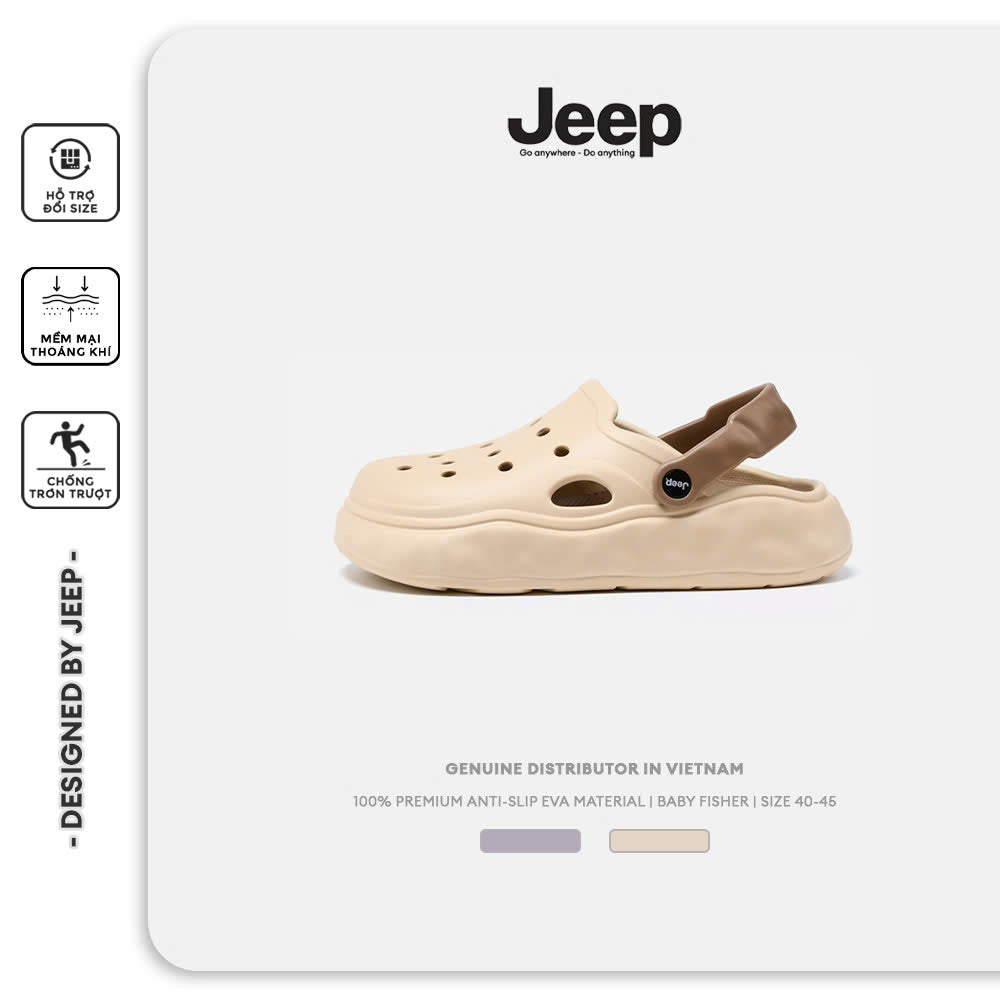 Dép Đúc Nguyên Khối Jeep Baby Fisher Chính Hãng, Đế Lượn Sóng, Có Charm, Êm Ái, Chống Trơn Trượt
