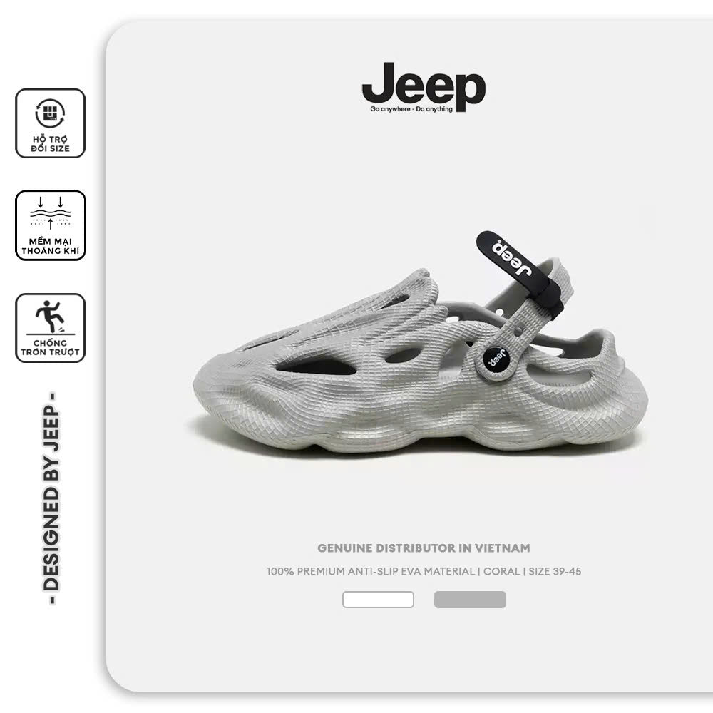 Dép Đúc Nguyên Khối Jeep Coral Nam Nữ Chính Hãng, Chất Liệu EVA, Êm Ái, Thoáng Khí, Chống Trơn Trượt