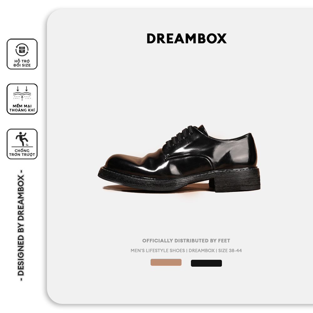 Dreambox Junbo Vibram Mới, Giày Da Nam Derby Handmade Goodyear
