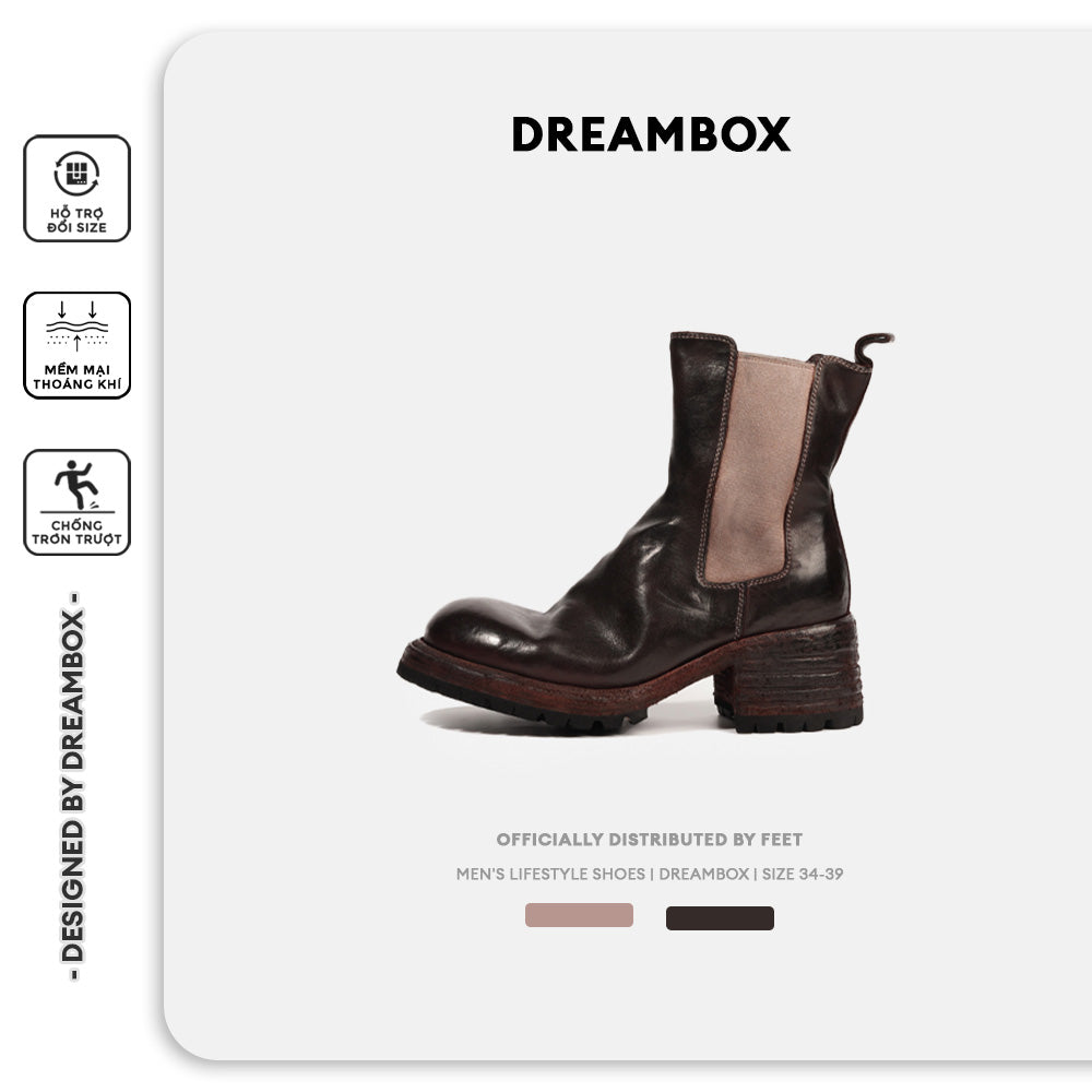 Dreambox junbo da ngựa wash cao cấp, Giày bốt Chelsea khí chất thời trang, Giày bốt nữ đế dày bốt cao