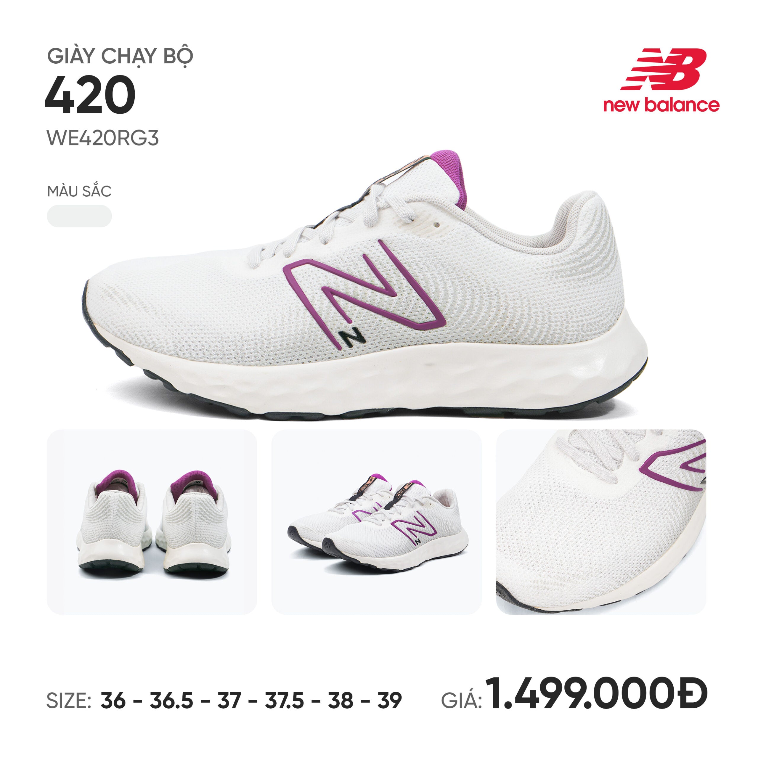 Giày chạy bộ nữ NEW BALANCE 420 CHÍNH HÃNG, thiết kế thoáng khí