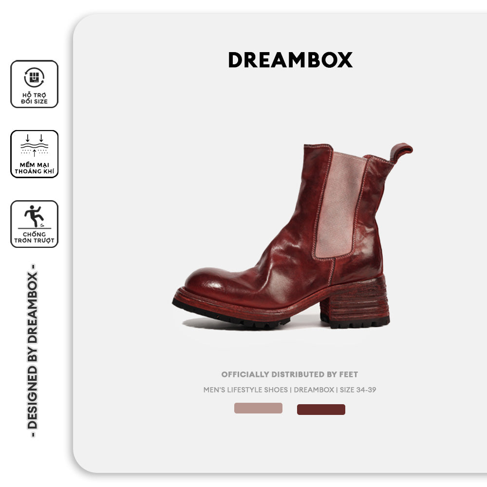 Dreambox junbo da ngựa wash cao cấp, Giày bốt Chelsea khí chất thời trang, Giày bốt nữ đế dày bốt cao