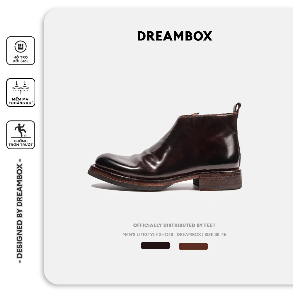 Dreambox Junbo Vibram,Giày bốt nam da nhung cao cấp, Giày bốt Chelsea