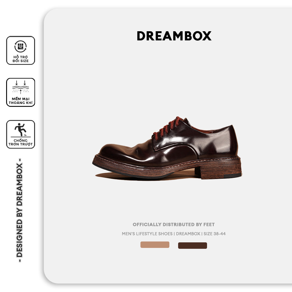 Dreambox Junbo Vibram Mới, Giày Da Nam Derby Handmade Goodyear