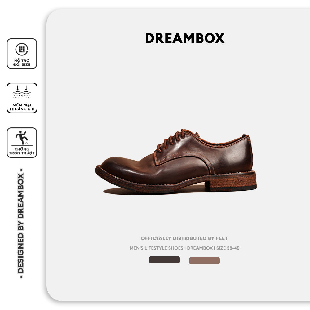 Dreambox Junbo Vibram Ý Cordovan, Giày Da Nam Công Sở Cao Cấp Handmade Goodyear