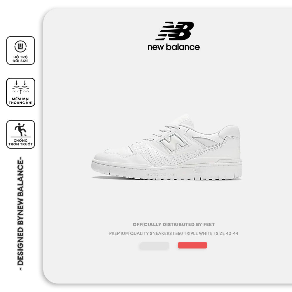 Giày Thể Thao New Balance CHÍNH HÃNG 550 Triple White BB550WWW - FEET.VN