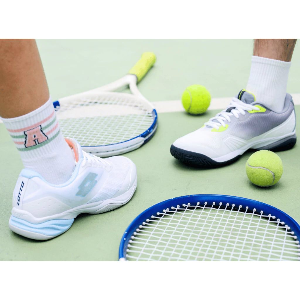 Giày Cầu Lông Pickleball Nữ Lotto Mirage 400 ALR W Trắng Xanh Thương Hiệu Ý Siêu Nhẹ Thoáng Khí - Feet.vn