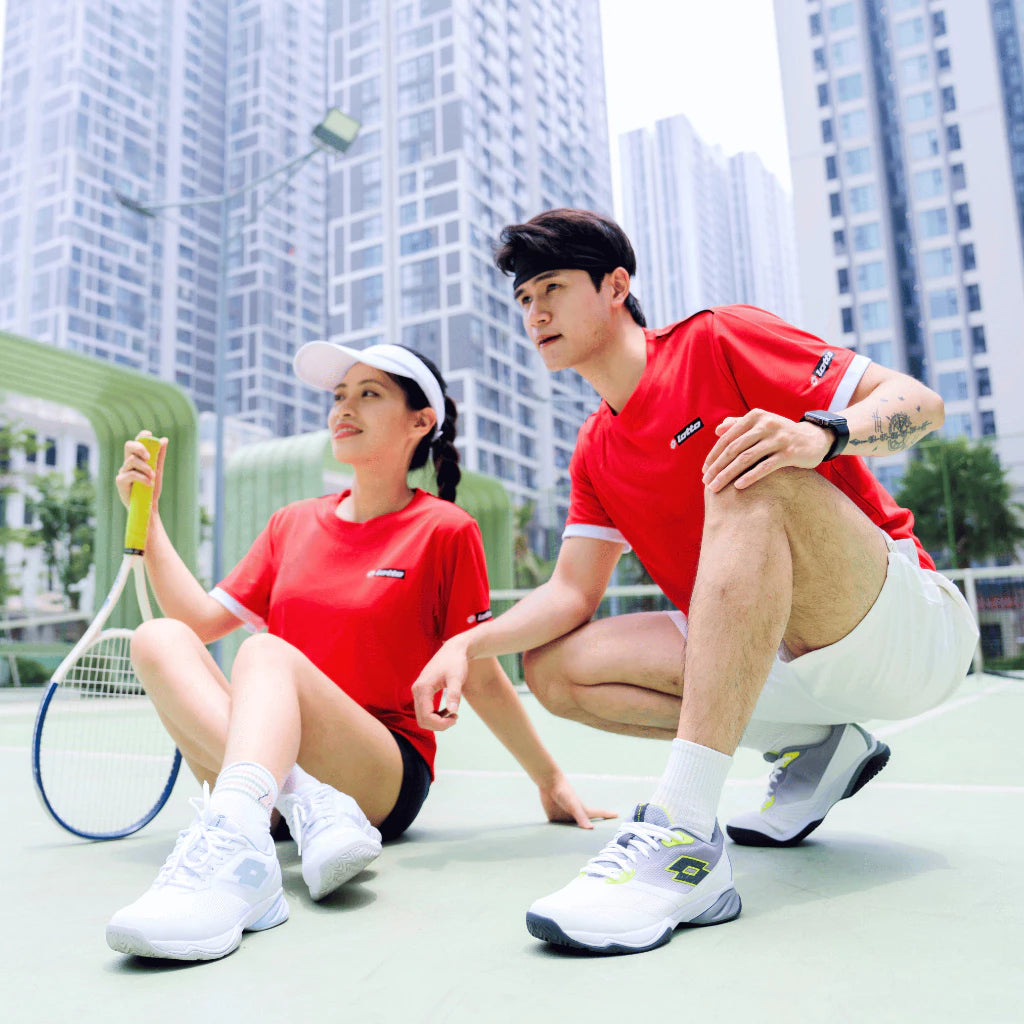 Giày Cầu Lông Pickleball Nữ Lotto Mirage 400 ALR W Trắng Xanh Thương Hiệu Ý Siêu Nhẹ Thoáng Khí - Feet.vn